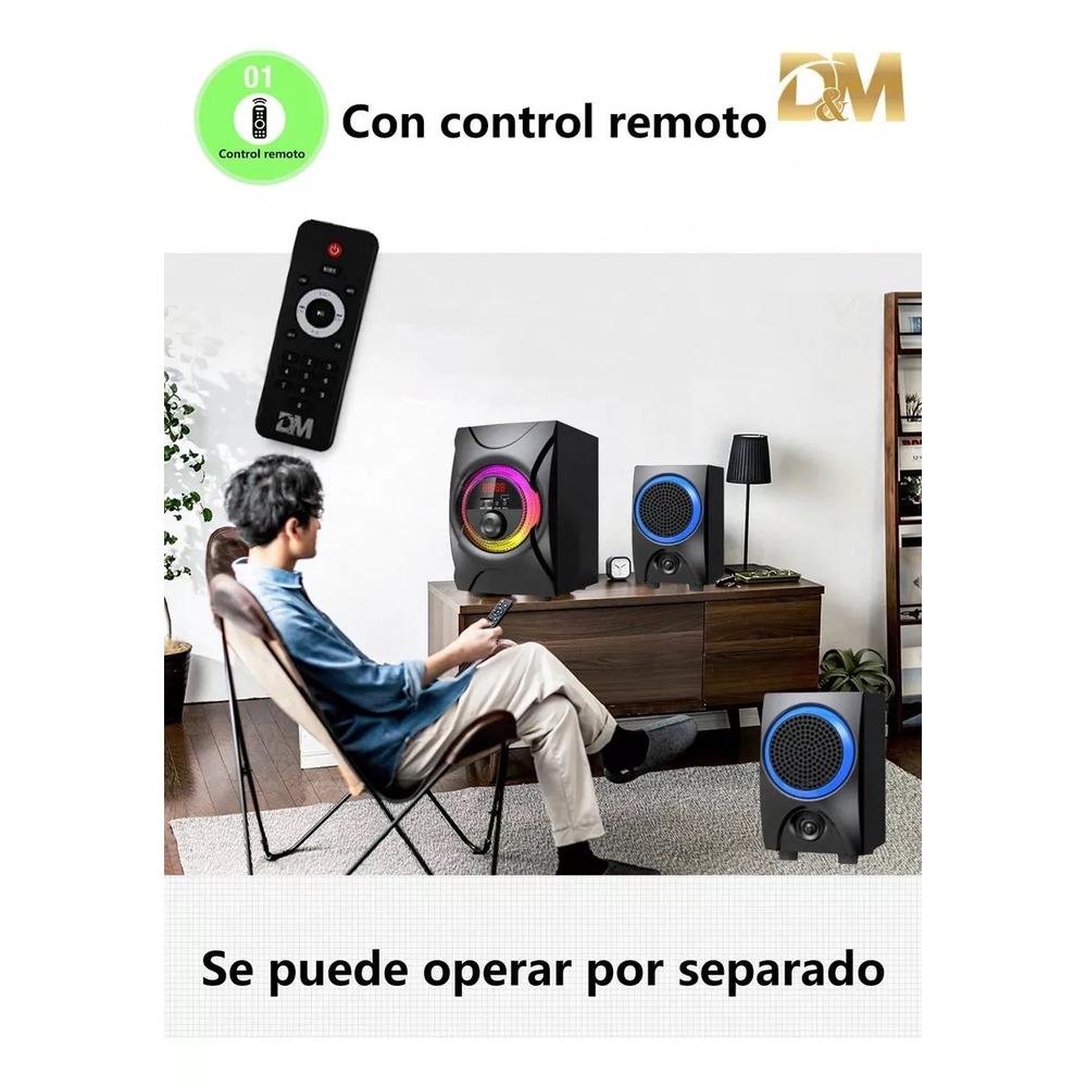 Foto 4 pulgar | Minicomponente 2.1 DM-A16 Luz RGB Bluetooth SD USB