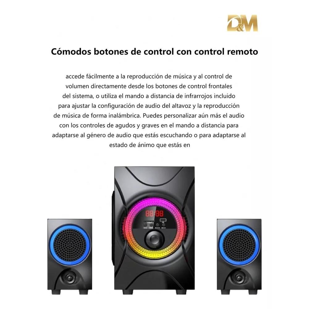Foto 5 pulgar | Minicomponente 2.1 DM-A16 Luz RGB Bluetooth SD USB