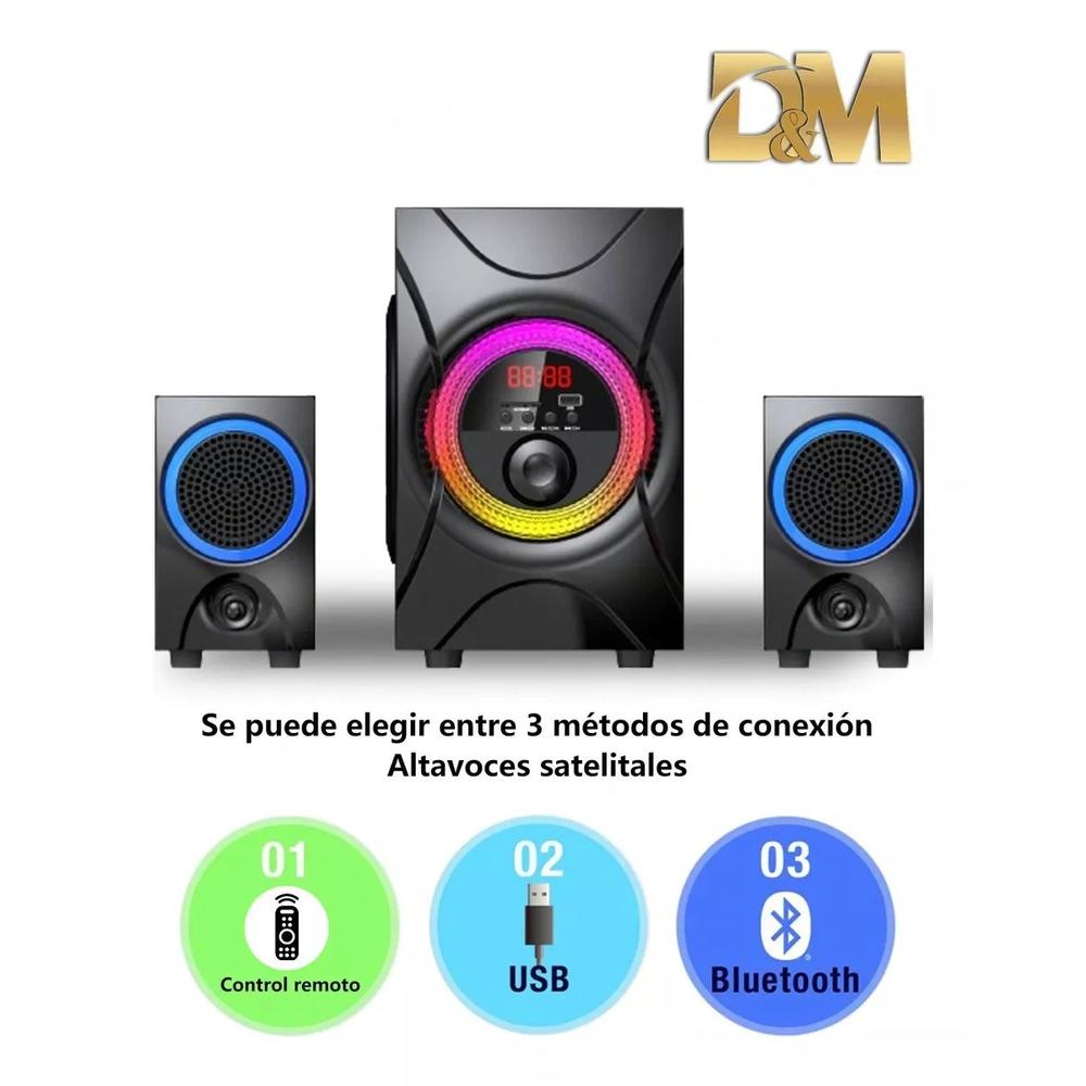 Foto 6 pulgar | Minicomponente 2.1 DM-A16 Luz RGB Bluetooth SD USB