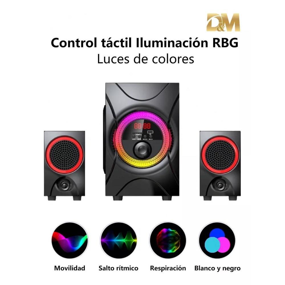 Foto 7 pulgar | Minicomponente 2.1 DM-A16 Luz RGB Bluetooth SD USB