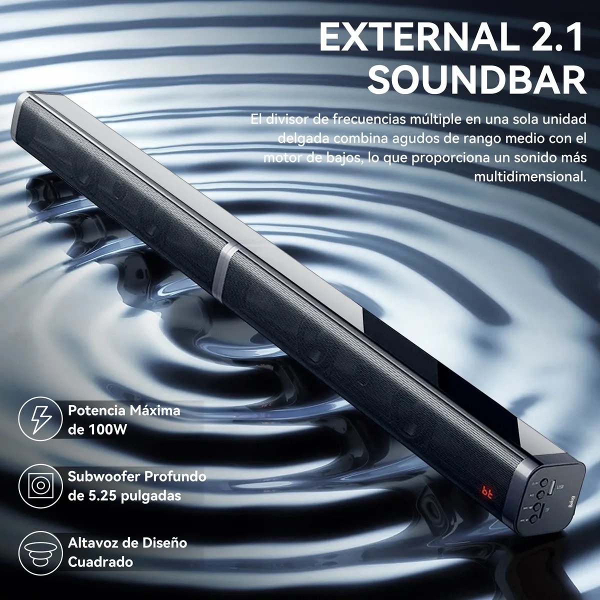 Foto 3 pulgar | Barra De Sonido Belug  Y Subwoofer Con Bluetooth Negro