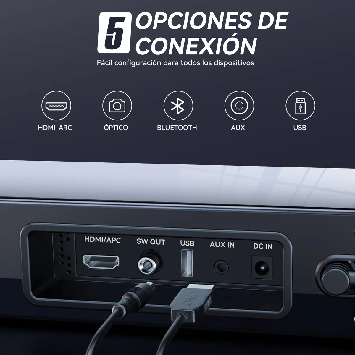 Foto 5 pulgar | Barra De Sonido Belug  Y Subwoofer Con Bluetooth Negro