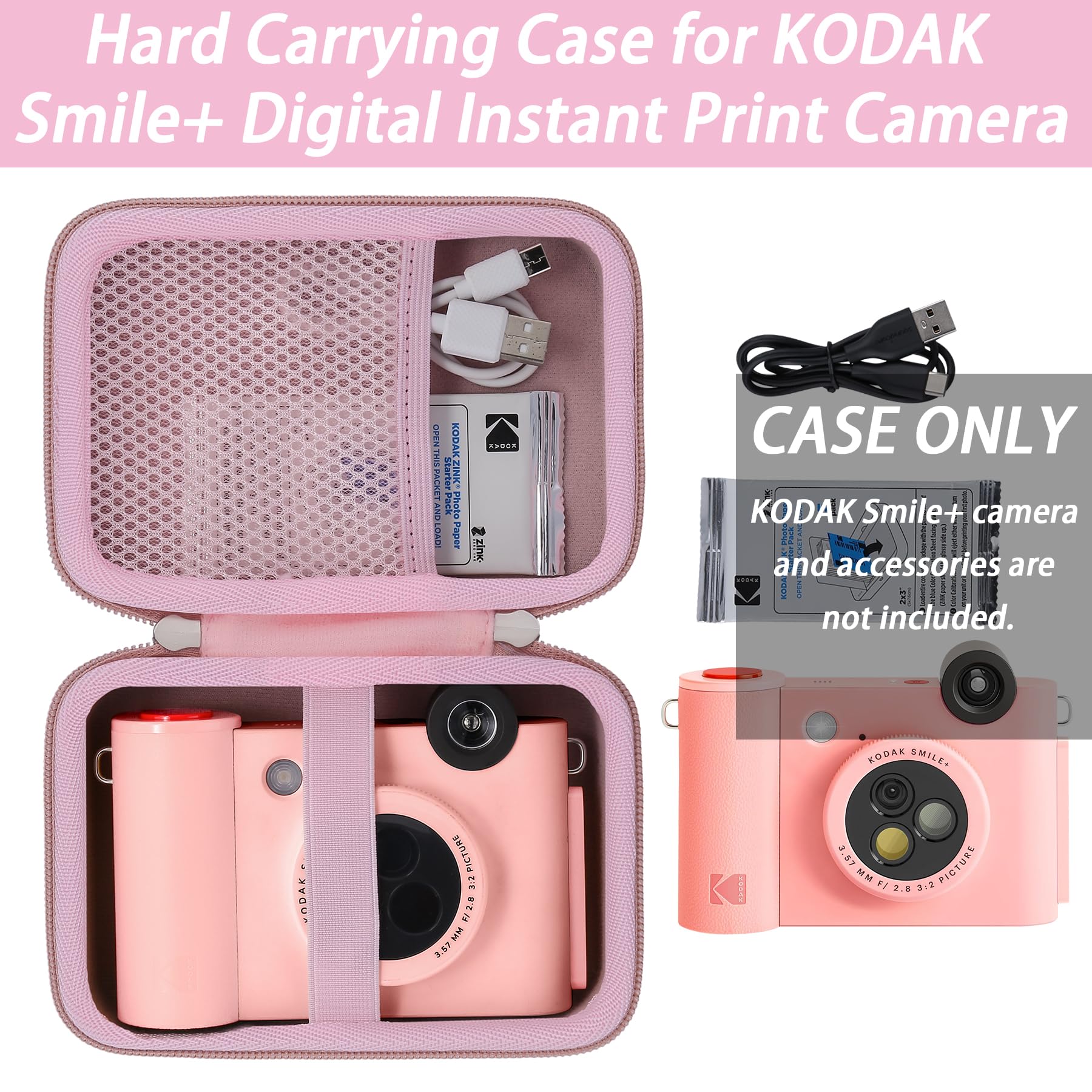 Foto 3 pulgar | Funda De Viaje Khanka Para Cámara Inalámbrica Kodak Smile Plus, Color Rosa - Venta Internacional.
