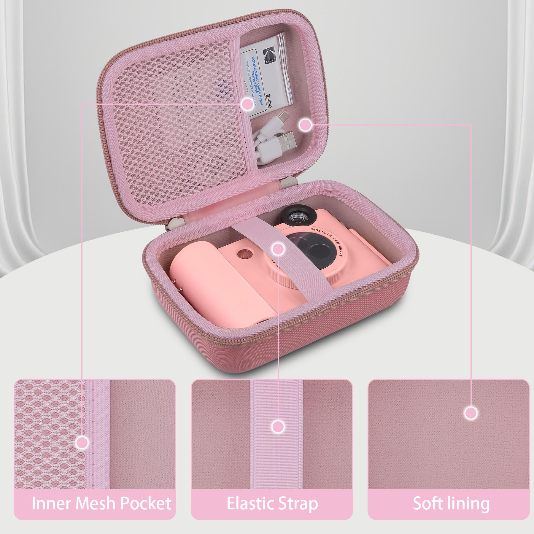 Foto 5 | Funda De Viaje Khanka Para Cámara Inalámbrica Kodak Smile Plus, Color Rosa - Venta Internacional.