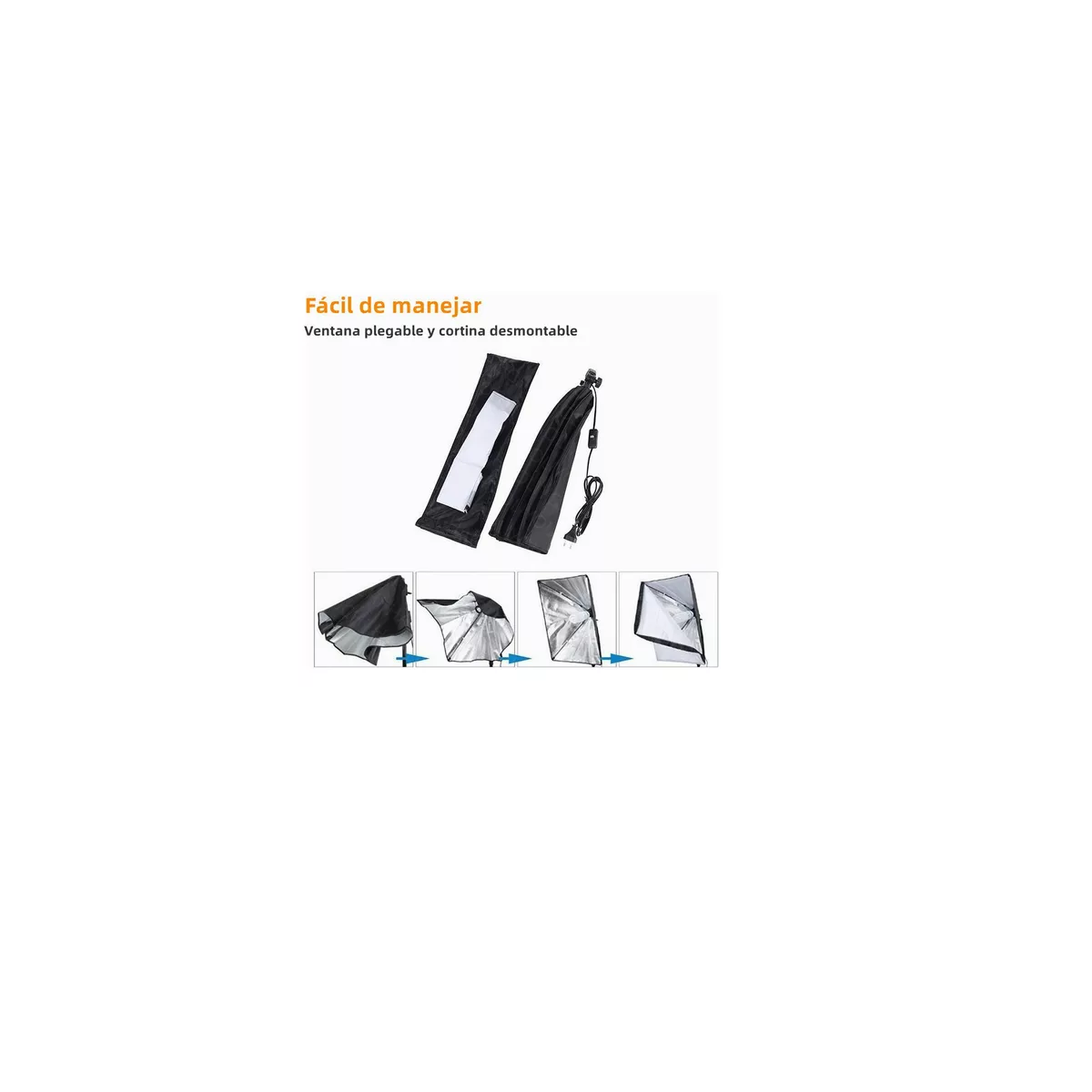 Foto 4 pulgar | Kit Softbox Iluminacion Fotografico 50x70cm Con Trípode 2m Eo Safe Imports Esi-16923-1 Multicolor