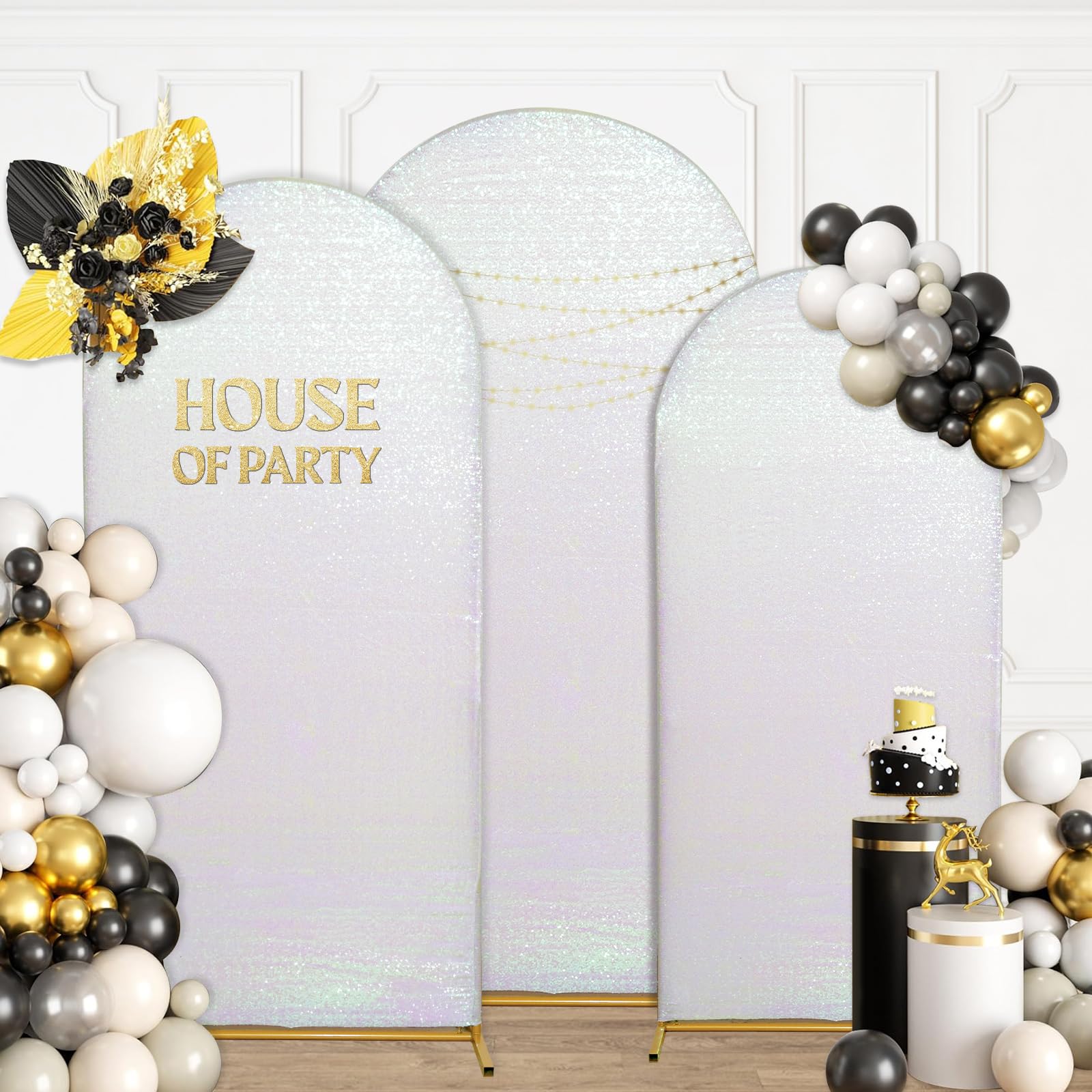Foto 6 | Funda de Telón de Fondo con Lentejuelas Blancas Eternal Beauty 220 x 120 cm - Venta Internacional