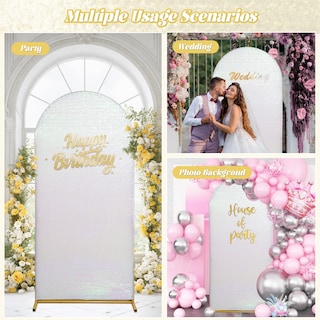 Foto 7 | Funda de Telón de Fondo con Lentejuelas Blancas Eternal Beauty 220 x 120 cm - Venta Internacional