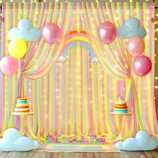 Foto 3 | Cortina de Telón de Fondo Suppromo Rainbow Tulle de 3 X 2,4 M con Luces - Venta Internacional
