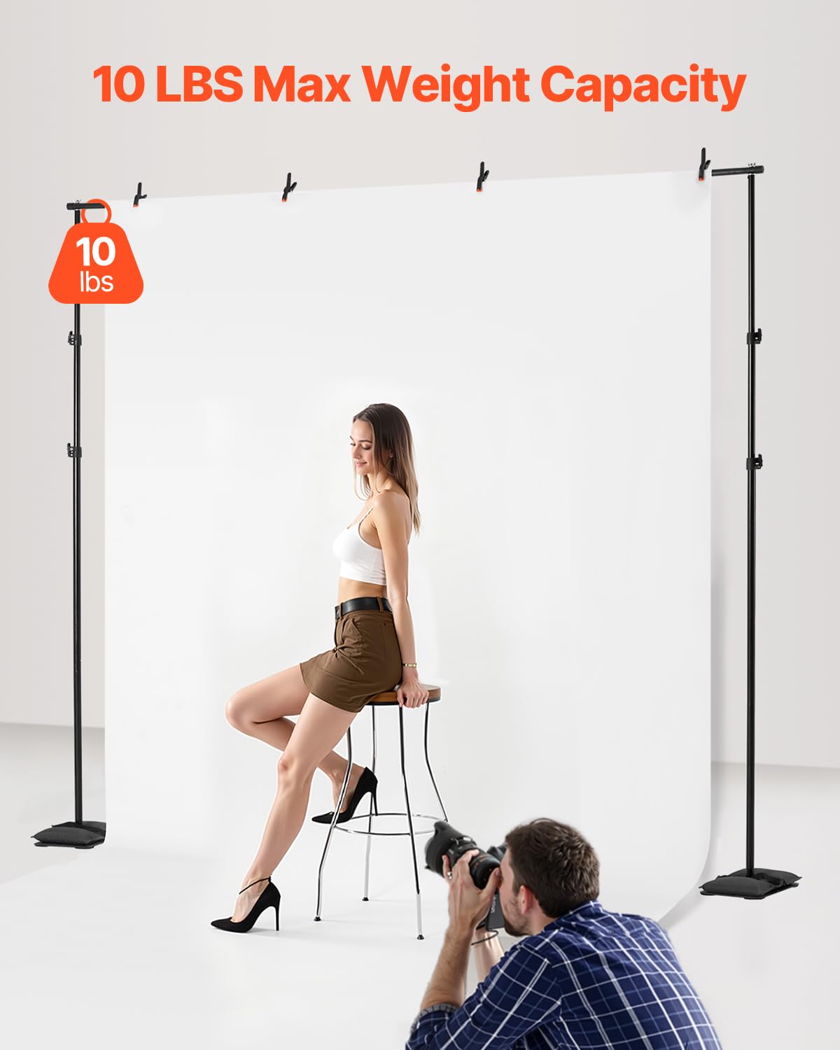 Foto 2 | Soporte De Fondo Vevor, 260 X 300 Cm, Ajustable Con 7 Barras Transversales - Venta Internacional.