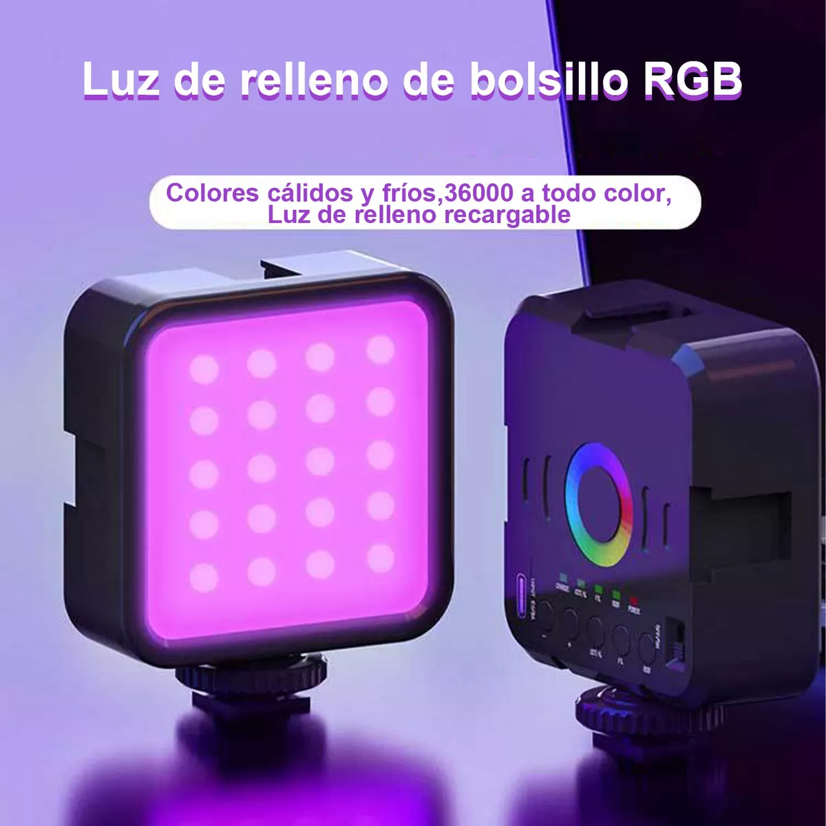 Foto 3 pulgar | Luz De Vídeo Portátil Luz Rgb Relleno 2500k-9000k Con Trípod Eo Safe Imports Esi-14274 Negro