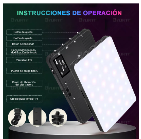 Foto 4 pulgar | Luz De Video Wünd  G5456-rgb Bylifity  Led De Cámara Portátil  Para Fotografia