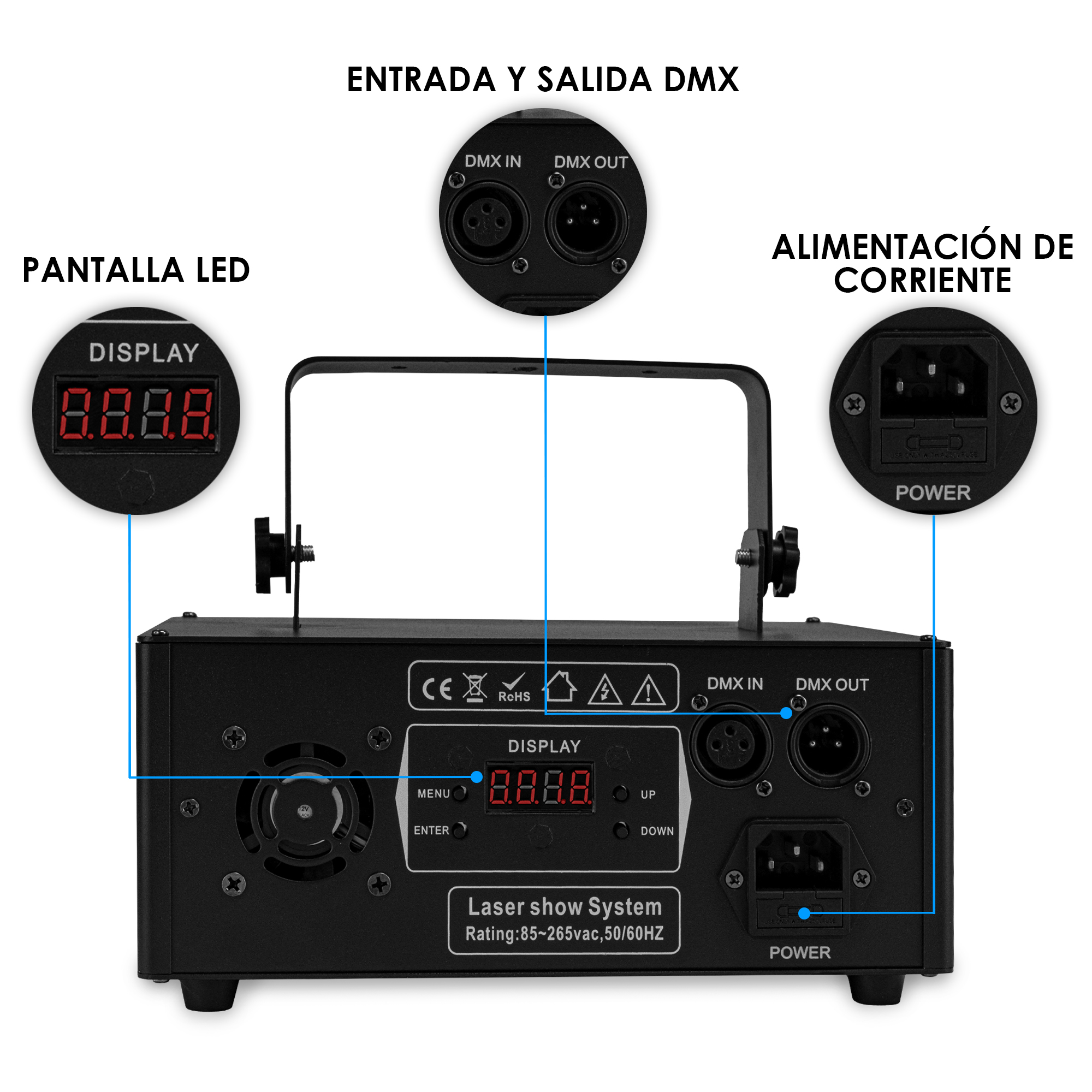 Foto 4 pulgar | Laser Rgb, 12 Canales Dmx512, Iluminacio Steelpro - Shape-3