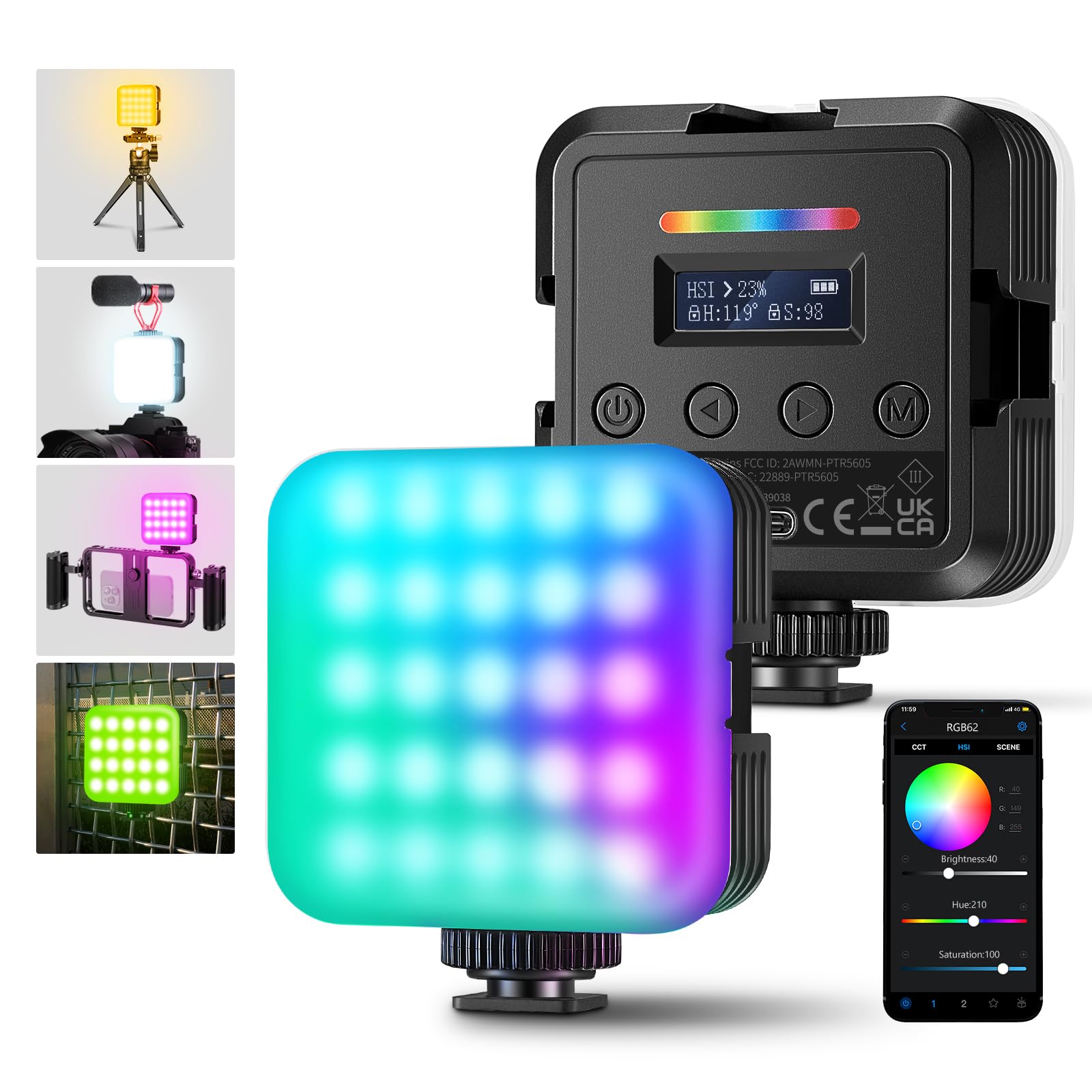 Foto 1 | Lámpara De Vídeo Neewer Rgb62 Magnética Rgb Con Control De Aplicaciones, Paquete De 2 - Venta Internacional.