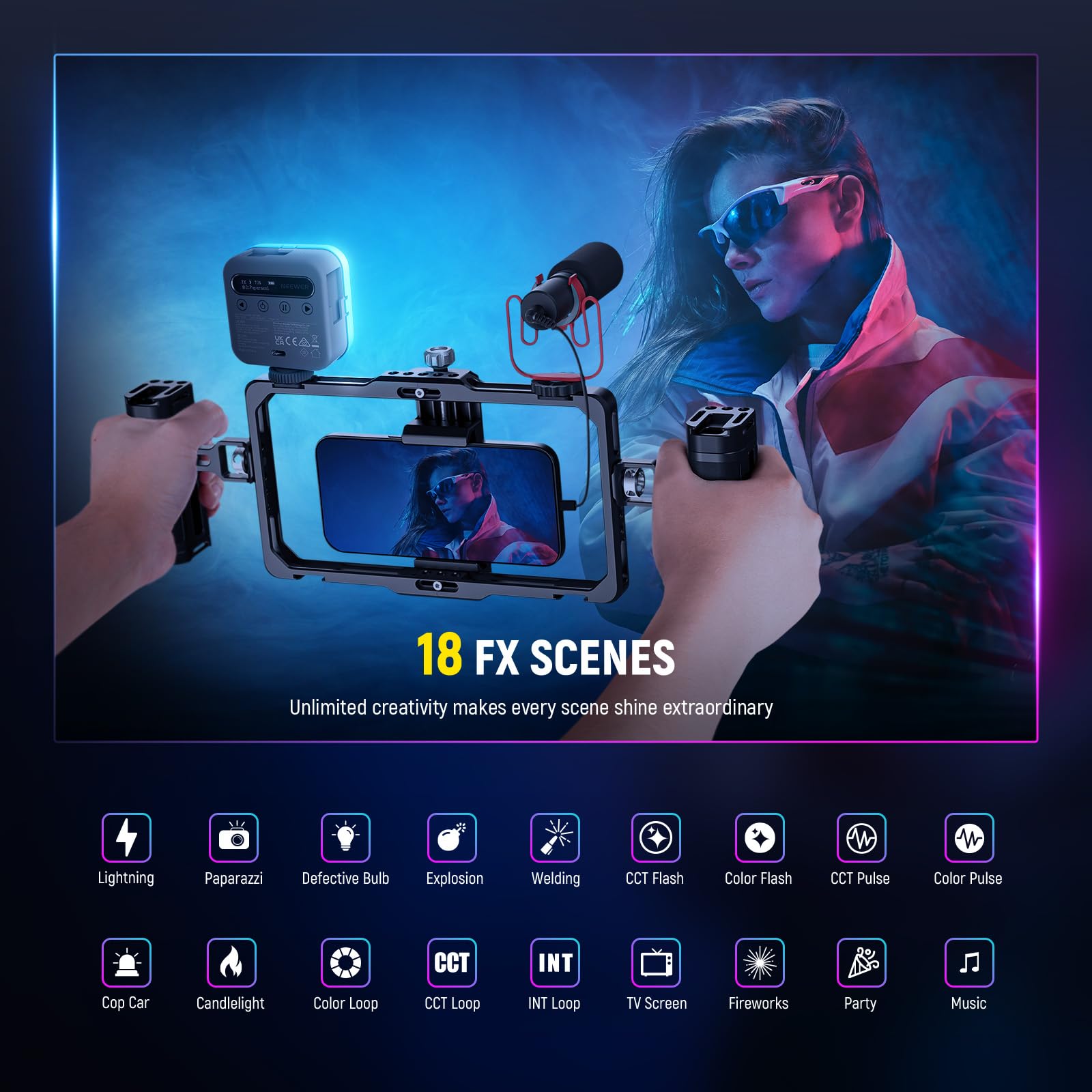 Foto 7 | Lámpara De Vídeo Neewer Basic Magnetic Rgb Bl60c Cri96+ 2500-9000k - Venta Internacional.