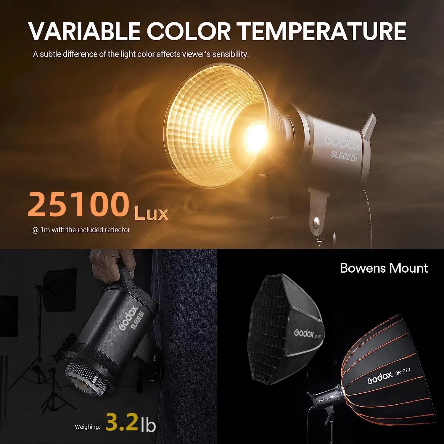 Foto 4 pulgar | Lámpara Led De Vídeo Godox Sl60iibi Bicolor 75w 2800k-6500k - Venta Internacional.