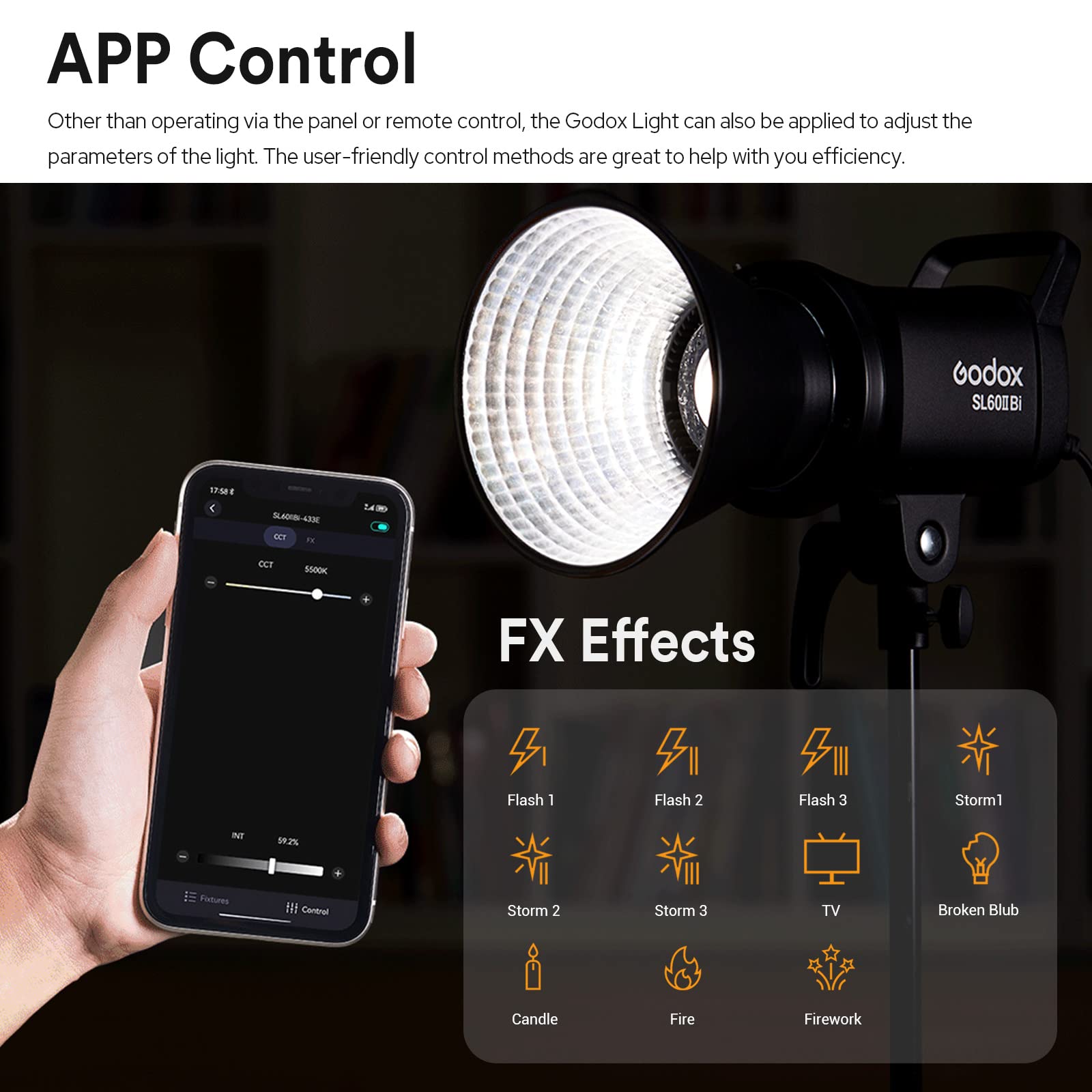 Foto 6 pulgar | Lámpara Led De Vídeo Godox Sl60iibi Bicolor 75w 2800k-6500k - Venta Internacional.