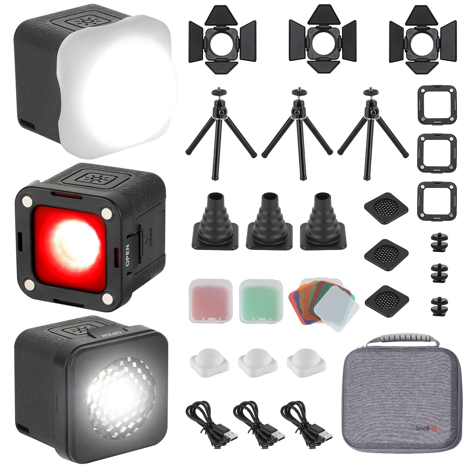Luz De Vídeo Led Smallrig Rm01 Mini (paquete De 3) Con Accesorios - Venta Internacional.