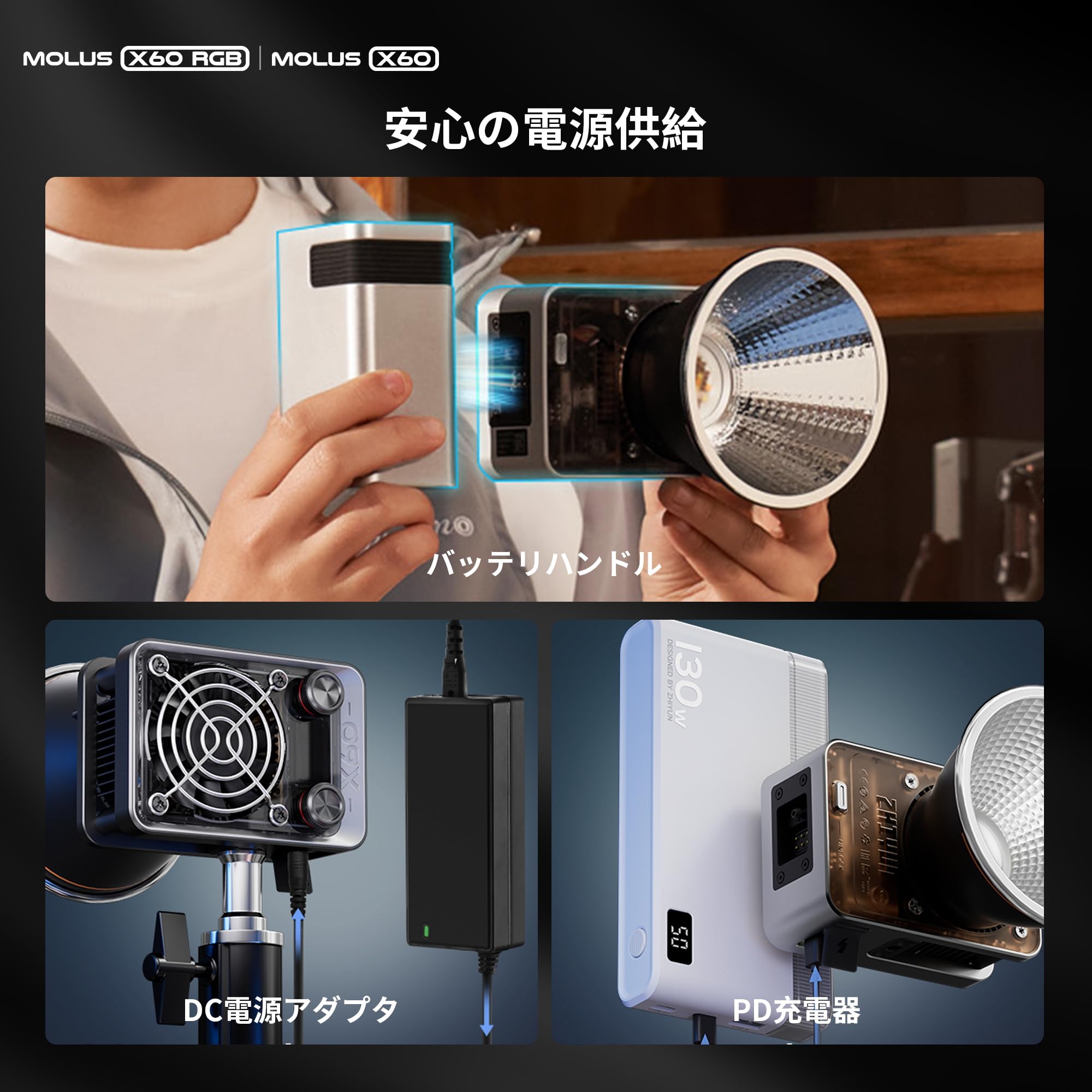 Foto 2 | Lámpara De Vídeo Zhiyun Molus X60 Cob Led Bicolor 2700k-6500k - Venta Internacional.