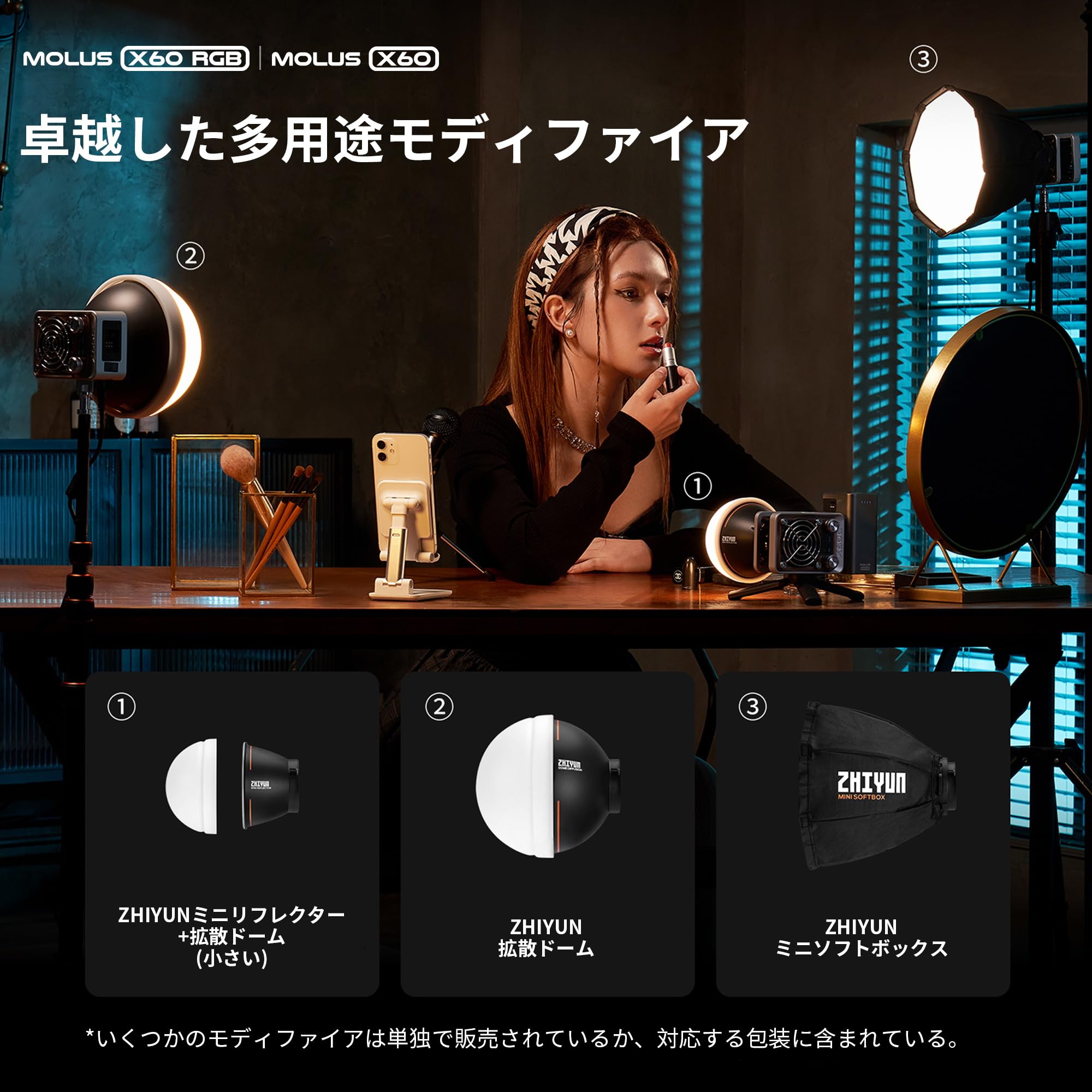 Foto 6 | Lámpara De Vídeo Zhiyun Molus X60 Cob Led Bicolor 2700k-6500k - Venta Internacional.