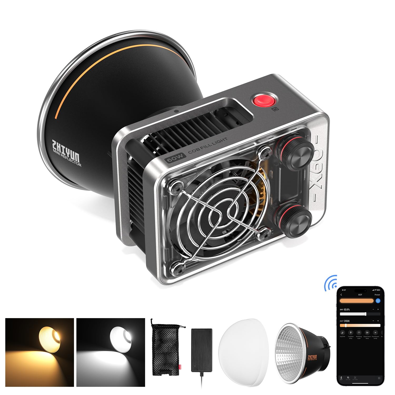 Lámpara De Vídeo Zhiyun Molus X60 De 60 W Bicolor Con Control App - Venta Internacional.