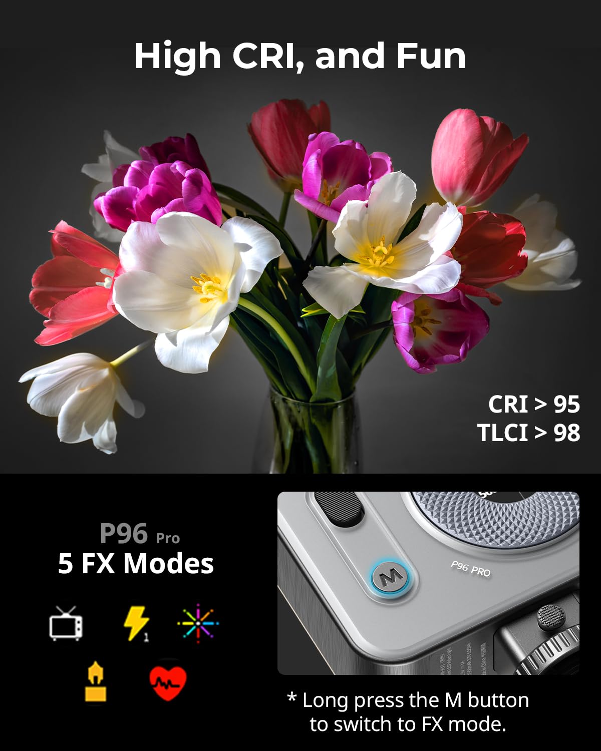 Foto 6 pulgar | Lámpara Led De Vídeo Smallrig Vibe P96 Pro Cri95+ 2500-6500k - Venta Internacional.