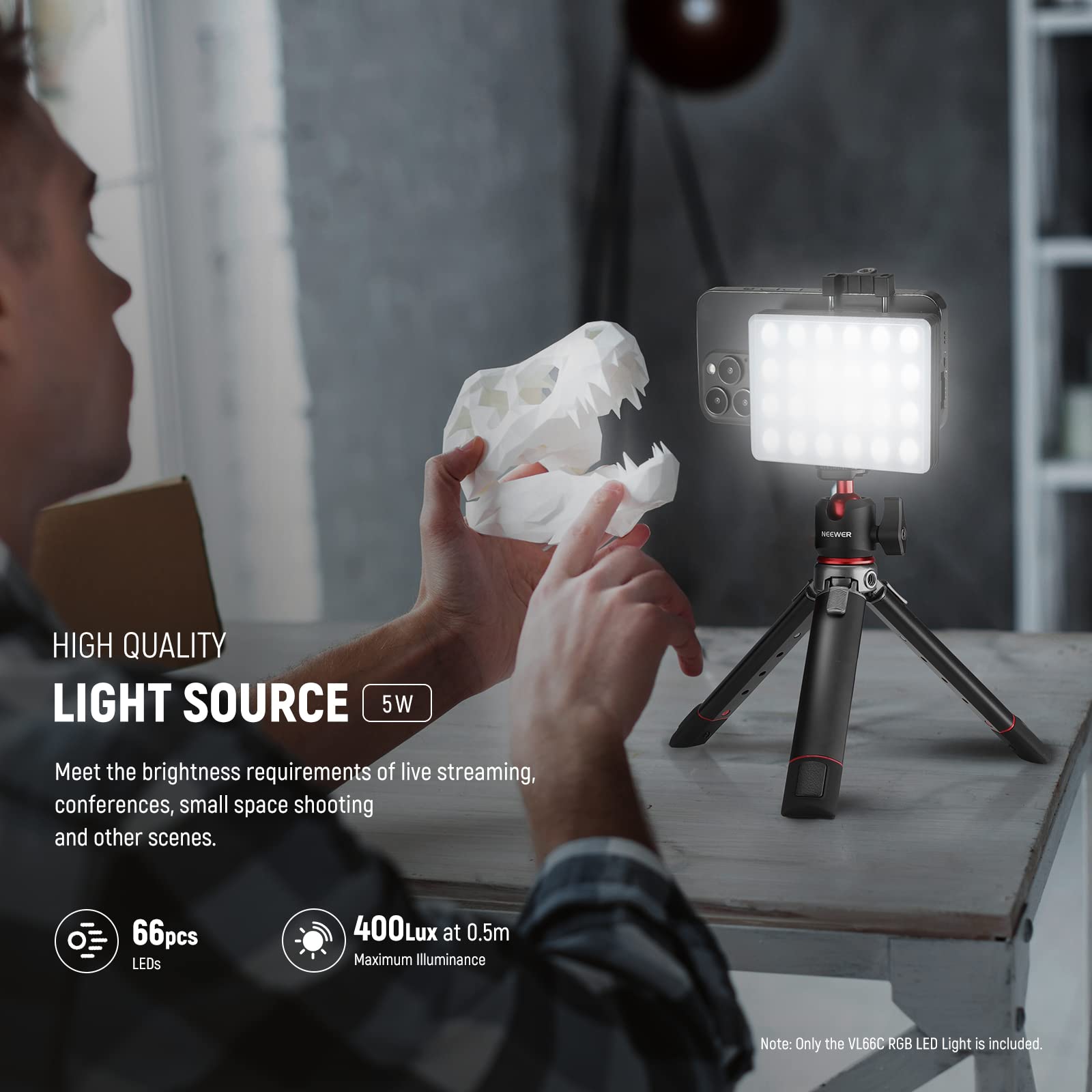 Foto 4 | Luz Led Rgb Neewer Vl66c Con Soporte Para Teléfono Y Clip De Luz - Venta Internacional.