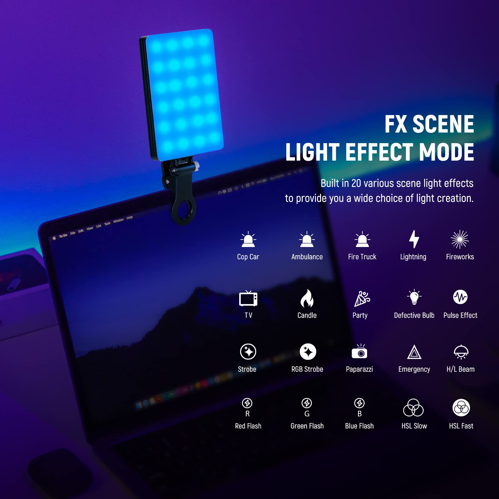 Foto 6 | Luz Led Rgb Neewer Vl66c Con Soporte Para Teléfono Y Clip De Luz - Venta Internacional.