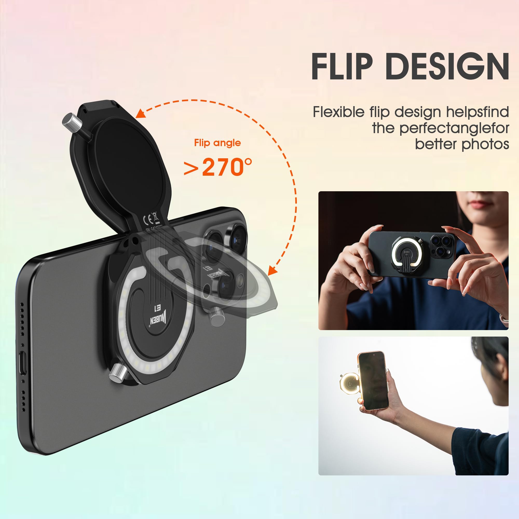 Foto 4 pulgar | Luz Led Recargable Para Teléfono Selfie Light Wuben E1  Negra - Venta Internacional.