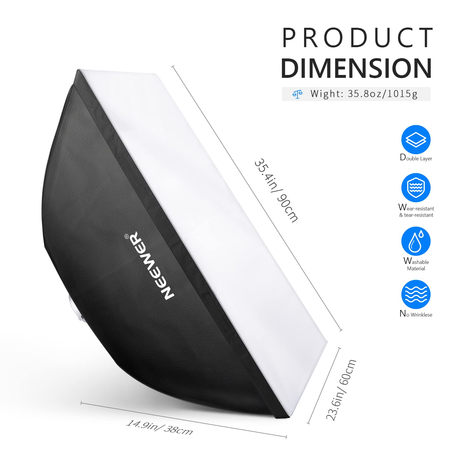 Foto 3 pulgar | Softbox Neewer Sb-bw6090 Rectangular De 60 X 90 Cm Con Soporte Bowens - Venta Internacional.