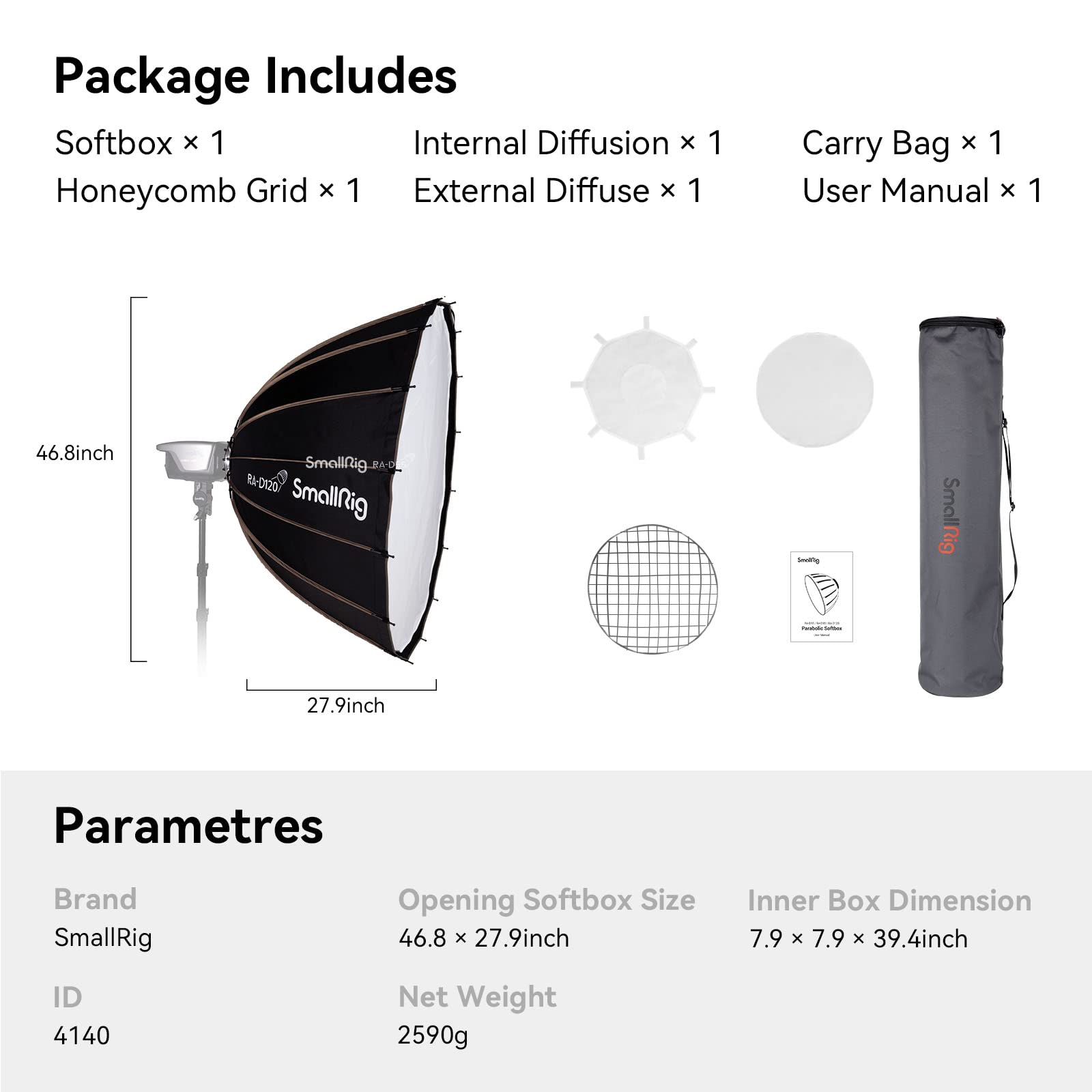Foto 7 | Softbox Parabólico Smallrig Quick Release Para Soporte Bowens - Venta Internacional.