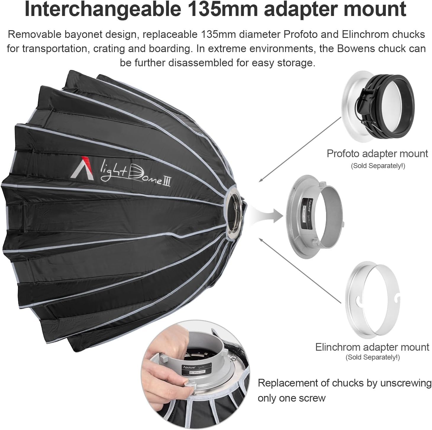 Foto 7 pulgar | Softbox Aputure Light Dome Iii (90 Cm) Para Luces Aputure - Venta Internacional.
