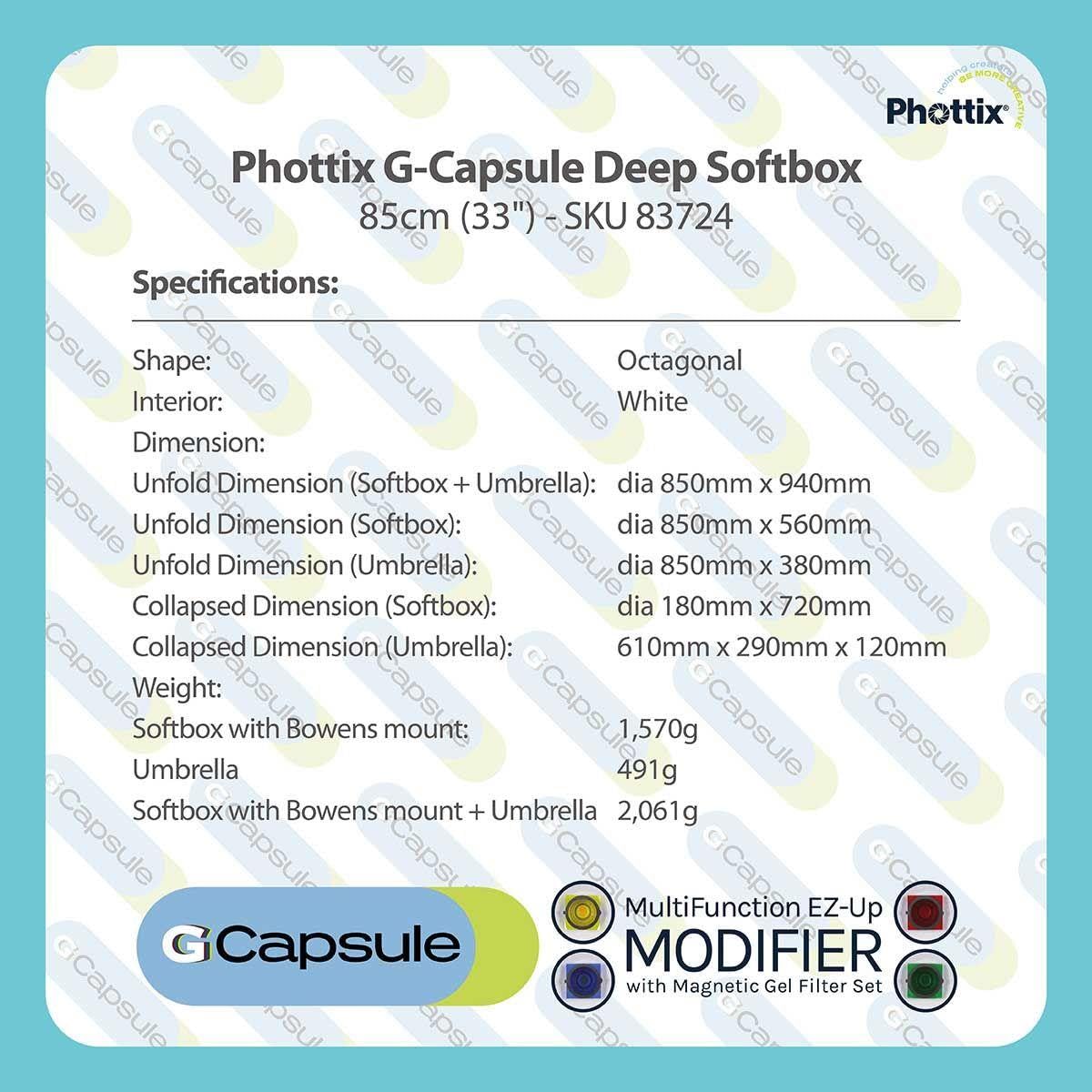 Foto 8 pulgar | Softbox Phottix G-capsule De 85 Cm De Profundidad Con Soporte De Filtro De Gel - Venta Internacional.
