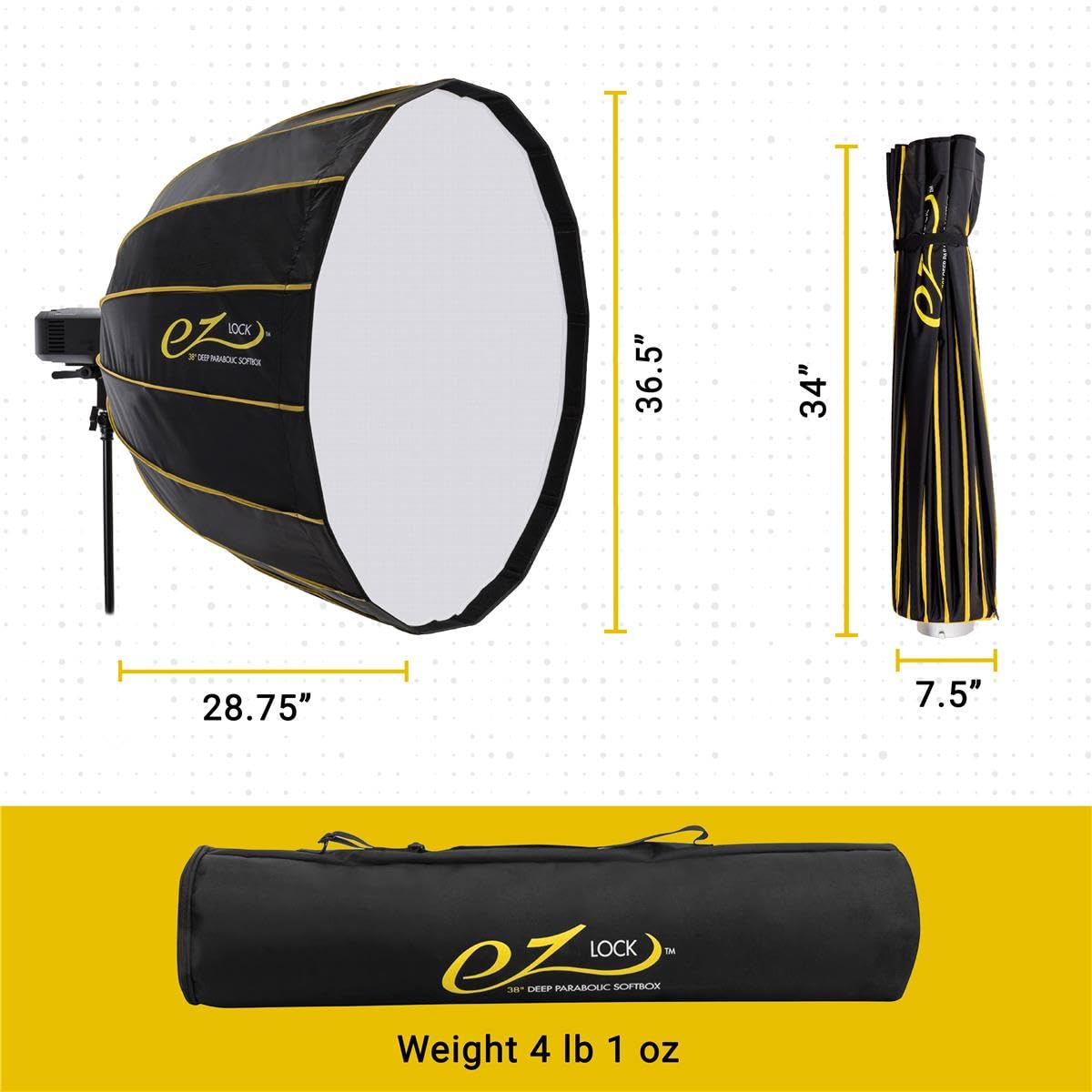 Foto 4 pulgar | Softbox Glow Ez Lock 38 Deep Parabolic Para Flash - Venta Internacional.
