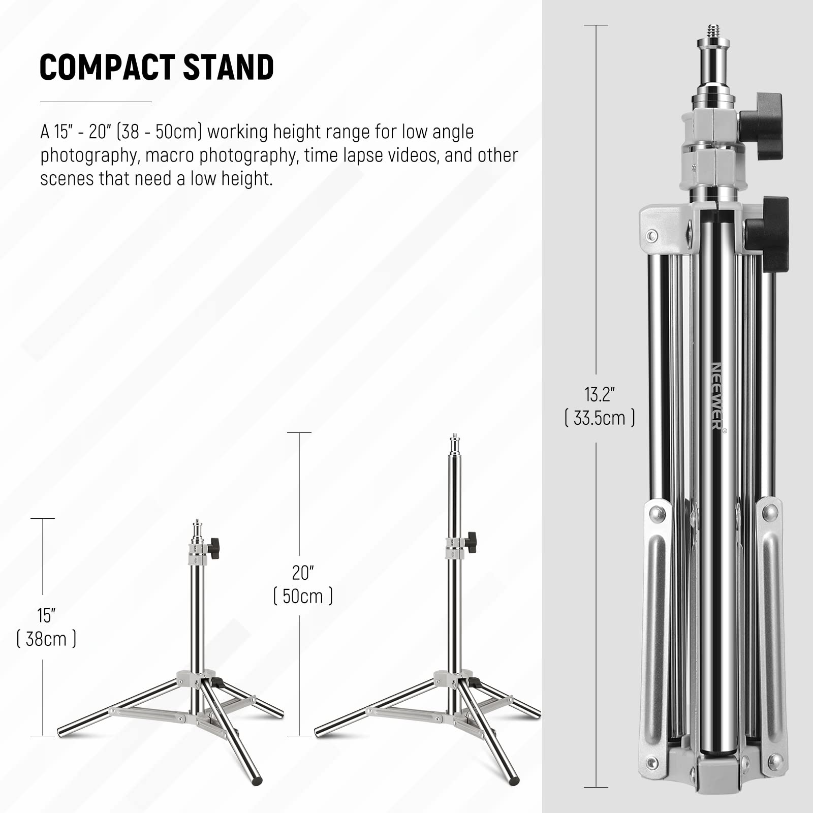 Foto 2 | Soporte De Luz Para Fotografía Neewer St-50ss 35-50 Cm De Acero Inoxidable - Venta Internacional.