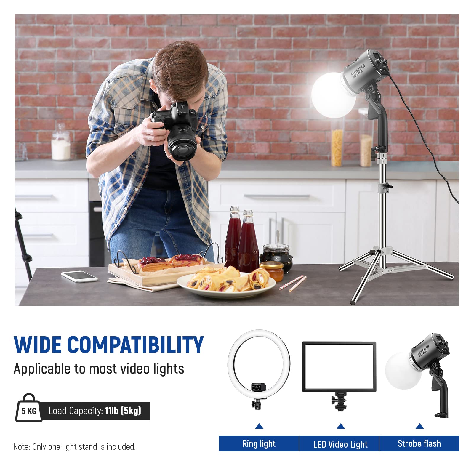 Foto 3 | Soporte De Luz Para Fotografía Neewer St-50ss 35-50 Cm De Acero Inoxidable - Venta Internacional.