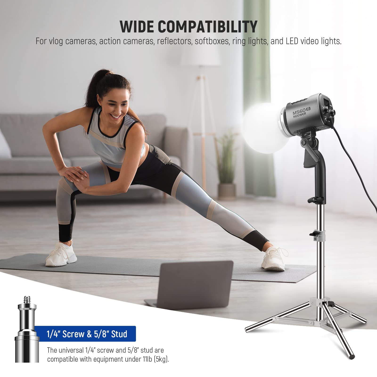 Foto 7 | Soporte De Luz Para Fotografía Neewer St-50ss 35-50 Cm De Acero Inoxidable - Venta Internacional.