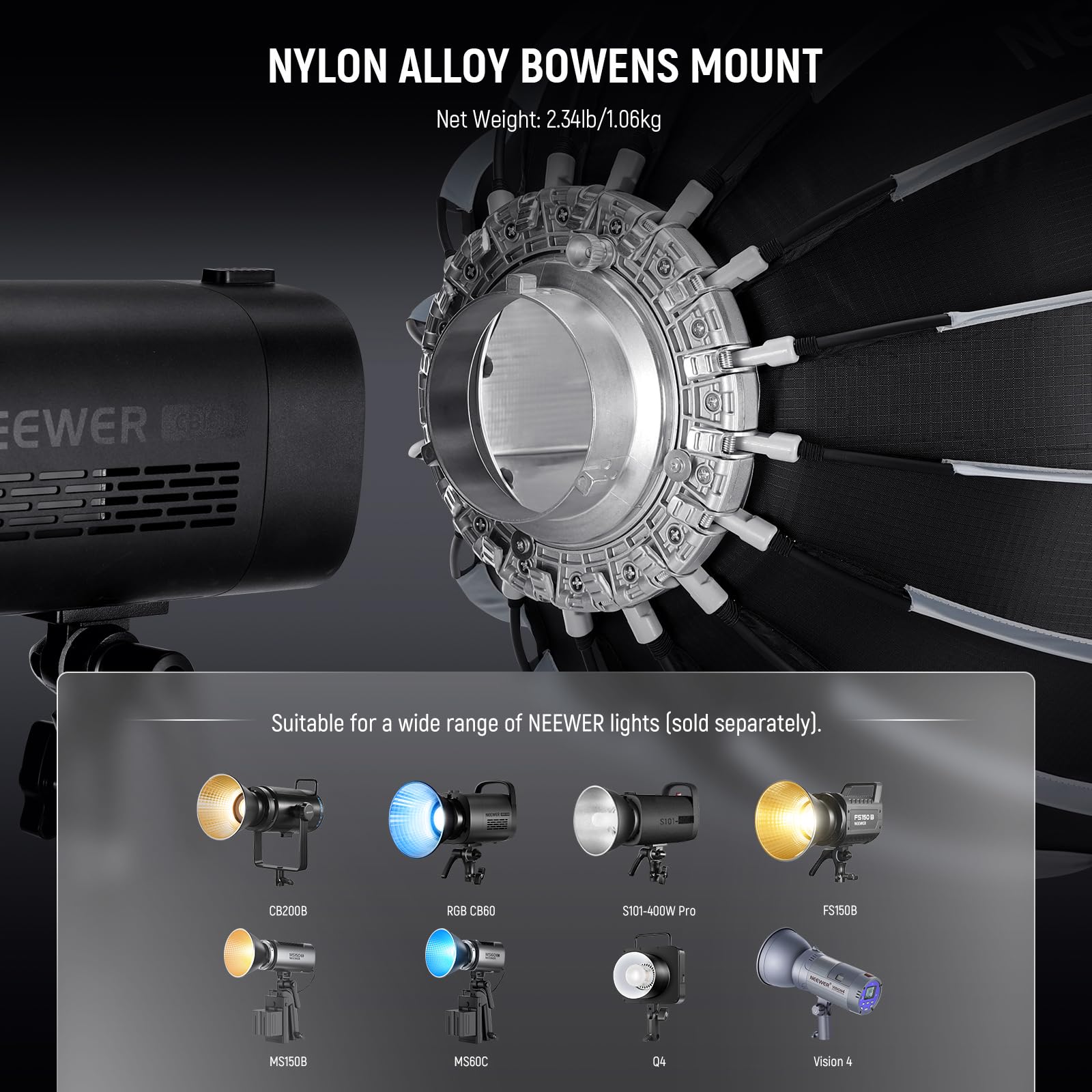 Foto 6 | Softbox Neewer Ns55p Parabólico De 55 Cm Con Difusores, Rejilla Y Bolsa - Venta Internacional.