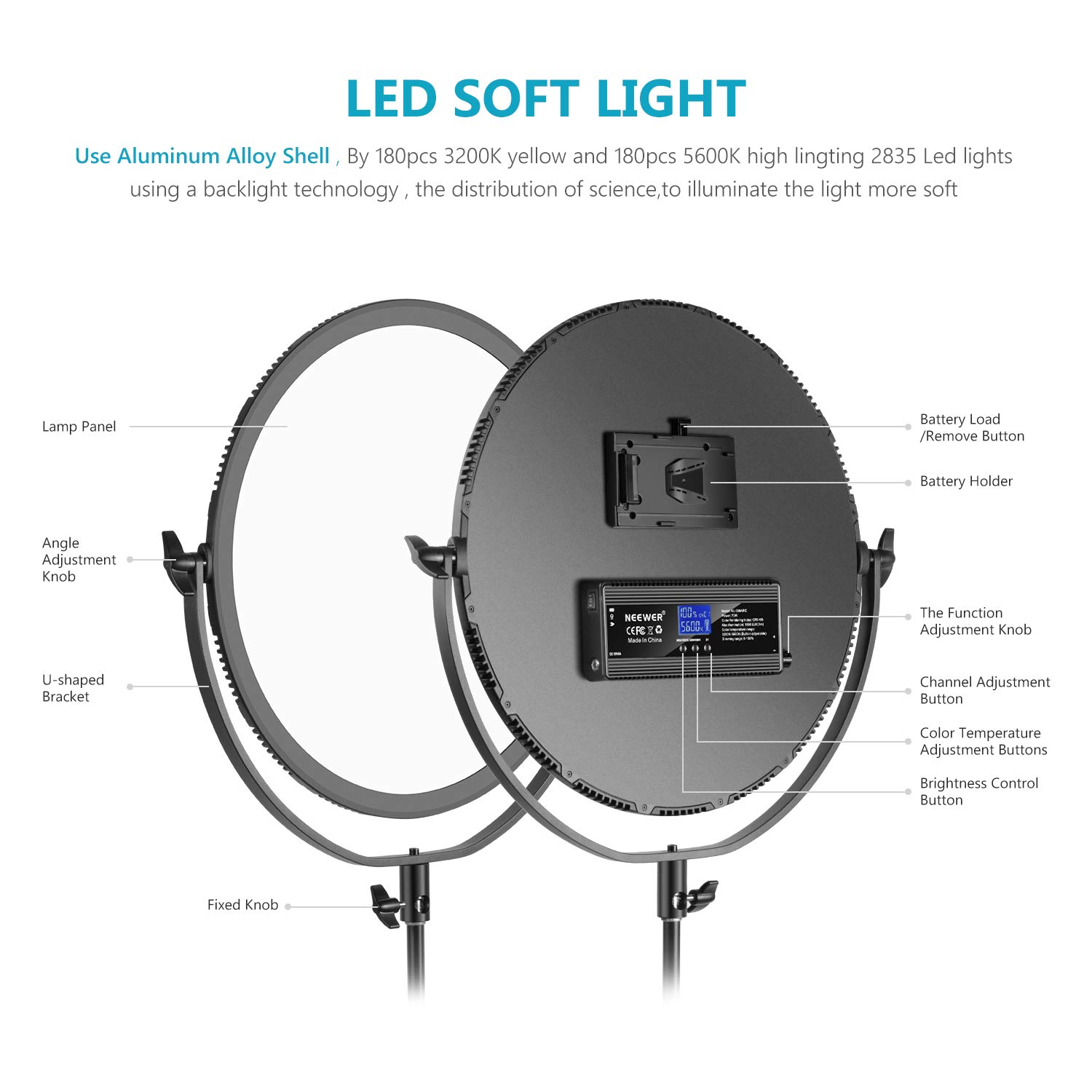 Foto 7 | Iluminación Redonda Para Estudio Neewer Led Bicolor, 45,5 Cm, 70 W - Venta Internacional.