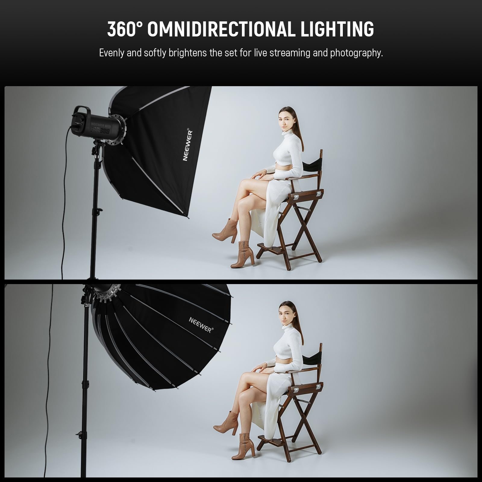 Foto 3 | Softbox Neewer Ns90p Parabólico De 35,4 X 23,6 Pulgadas Con Difusores Y Rejilla - Venta Internacional.