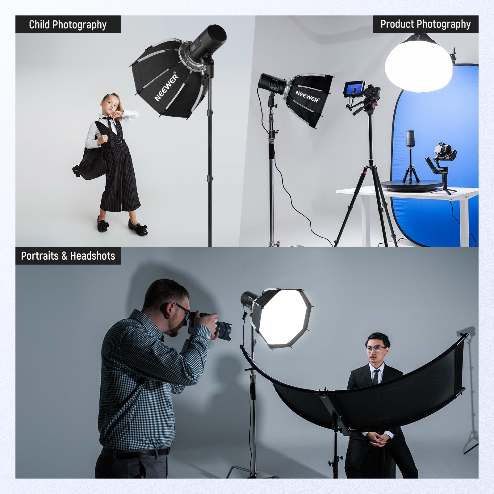 Foto 7 | Soporte Bowens Octogonal Softbox Neewer Ns1p De 45 Cm Para Iluminación De Estudio - Venta Internacional.