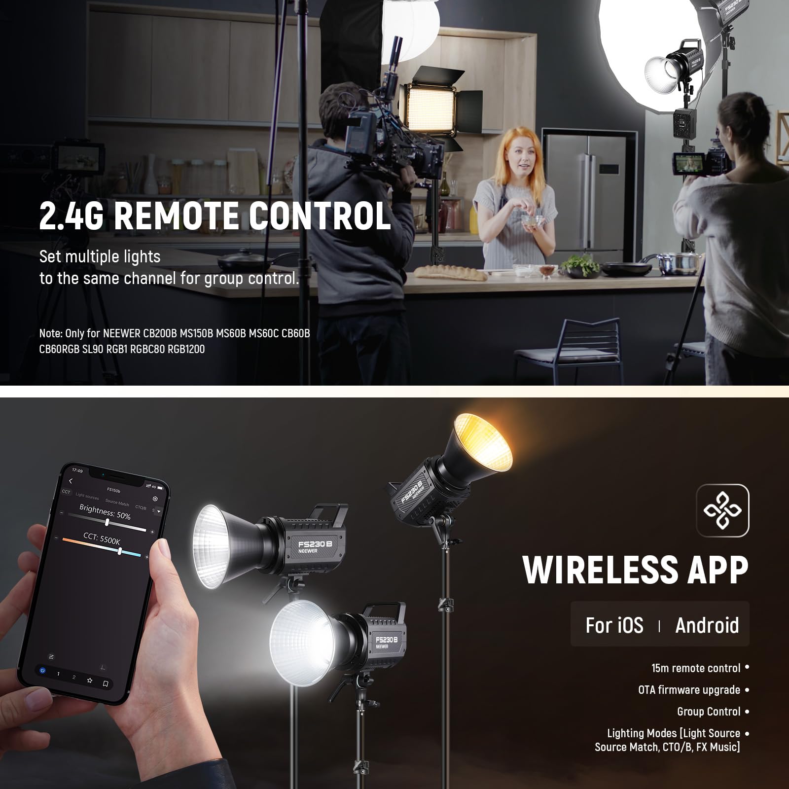 Foto 8 pulgar | Lámpara Led De Vídeo Neewer Fs230b, 230 W, Bicolor Cob, 110000 Lux - Venta Internacional.