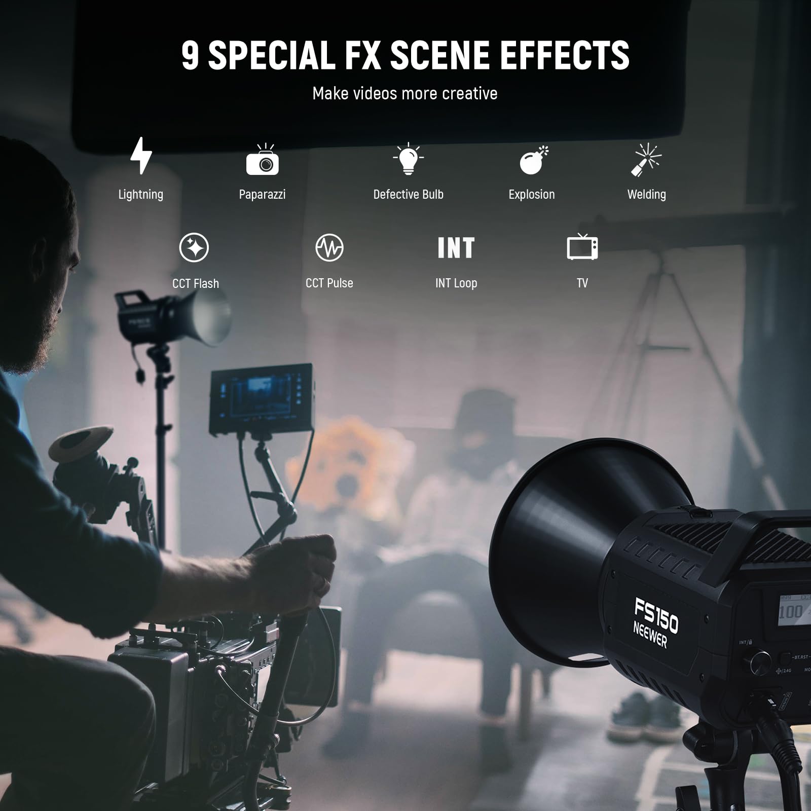Foto 7 pulgar | Lámpara De Vídeo Led Neewer Fs150 130w 5600k Cri97+ Con 9 Efectos - Venta Internacional.