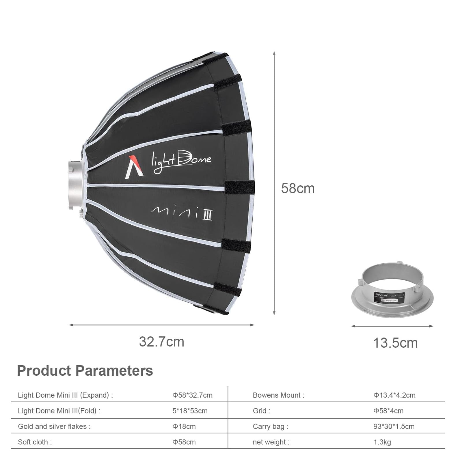 Foto 3 pulgar | Domo Ligero Softbox Aputure Mini Iii Para Aputure Amaran 200, 100, 300, 150, 60 X - Venta Internacional.