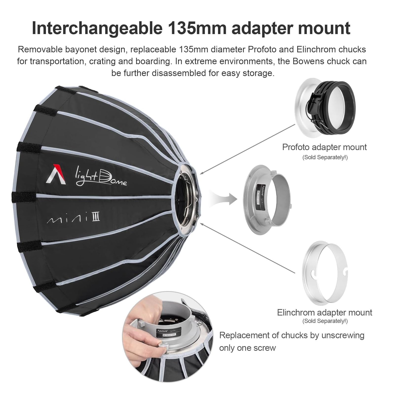 Foto 7 pulgar | Domo Ligero Softbox Aputure Mini Iii Para Aputure Amaran 200, 100, 300, 150, 60 X - Venta Internacional.