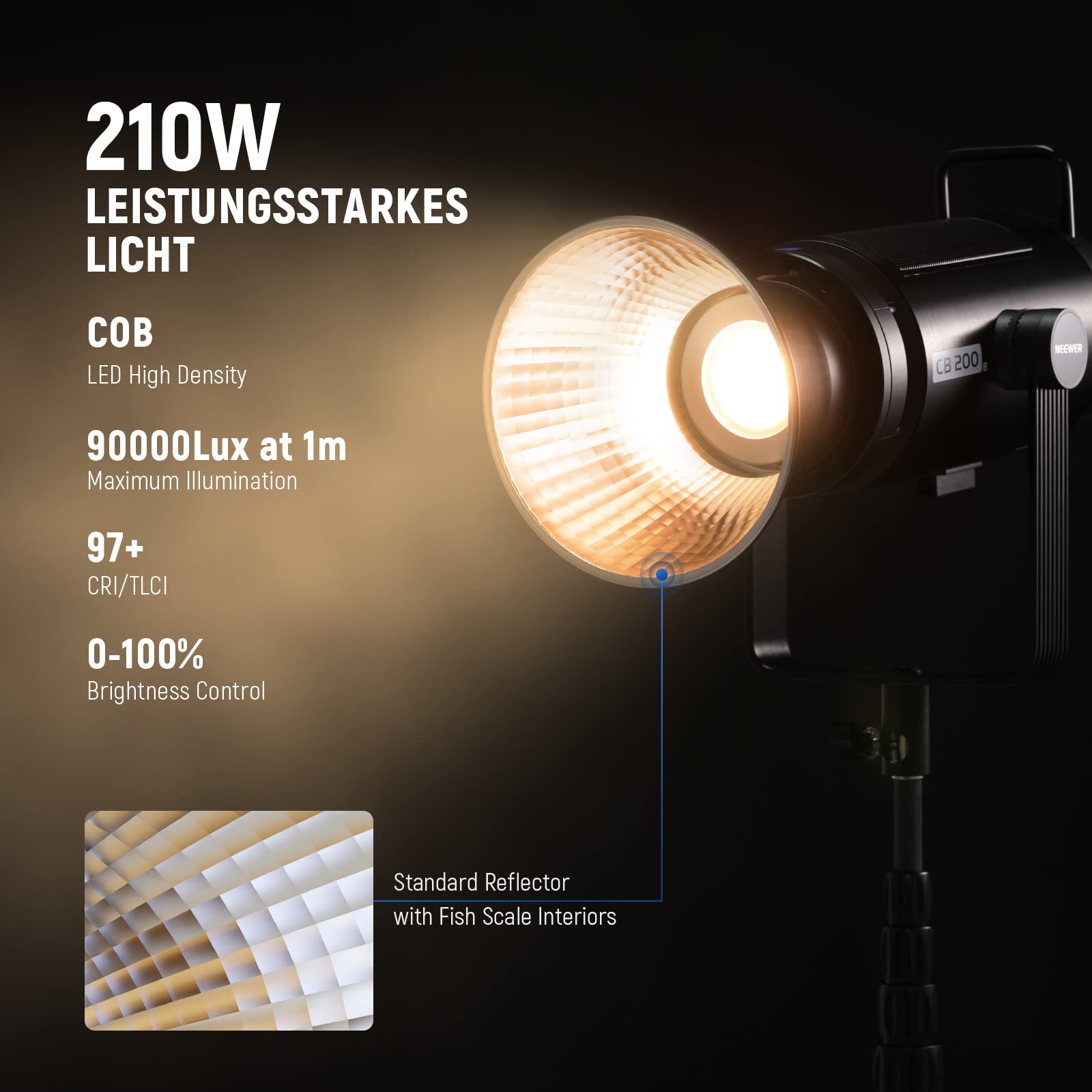 Foto 3 | Lámpara Led De Vídeo Neewer Cb200b 210w 9000lux 2700k-6500k - Venta Internacional.
