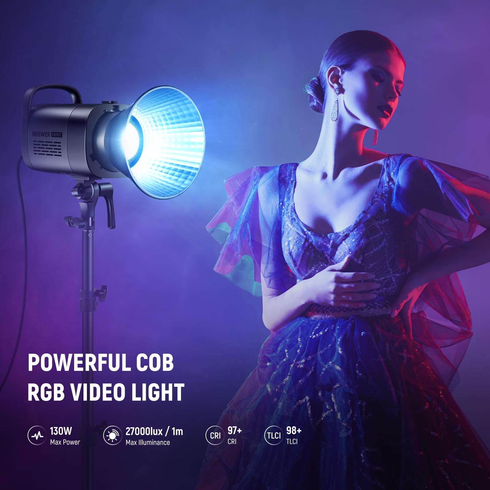 Foto 3 pulgar | Lámpara Led De Vídeo Neewer Cb100c 130w Rgb 2700k-6500k Con Control - Venta Internacional.