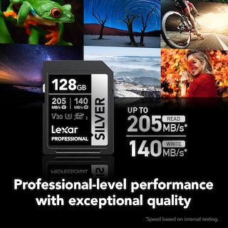 Foto 2 | Tarjeta De Memoria Sdxc Lexar Professional Silver 128gb Uhs-i C10 U3 - Venta Internacional.