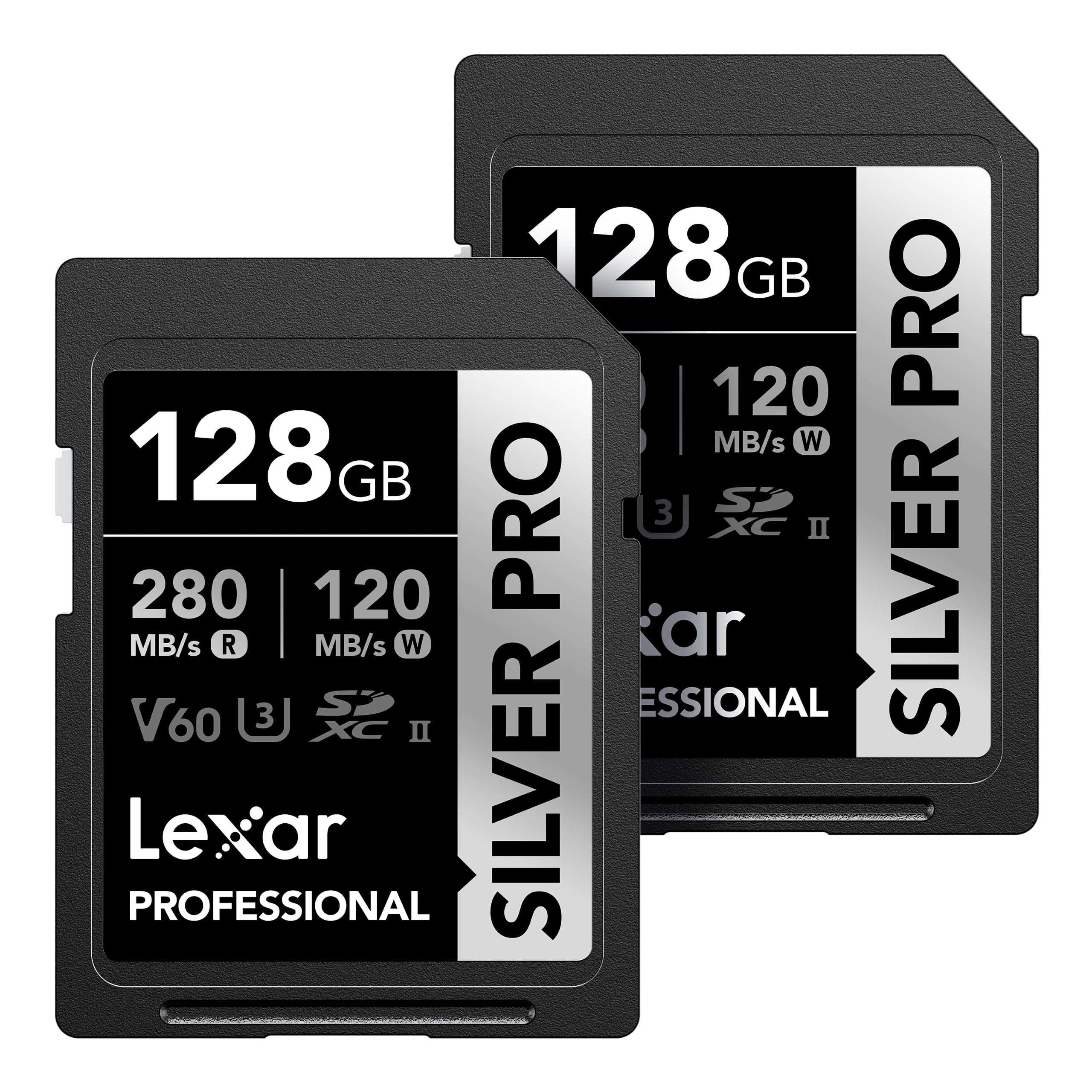 Foto 2 pulgar | Tarjeta De Memoria Lexar Professional Silver Pro Sdxc 128gb (paquete De 2) - Venta Internacional.