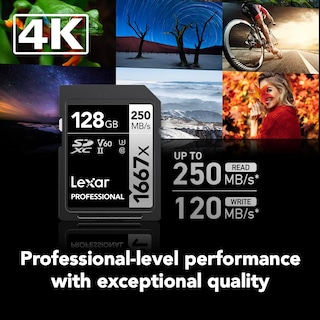 Foto 2 | Tarjetas De Memoria Lexar 128gb (paquete De 2) Professional 1667x Sdxc - Venta Internacional.