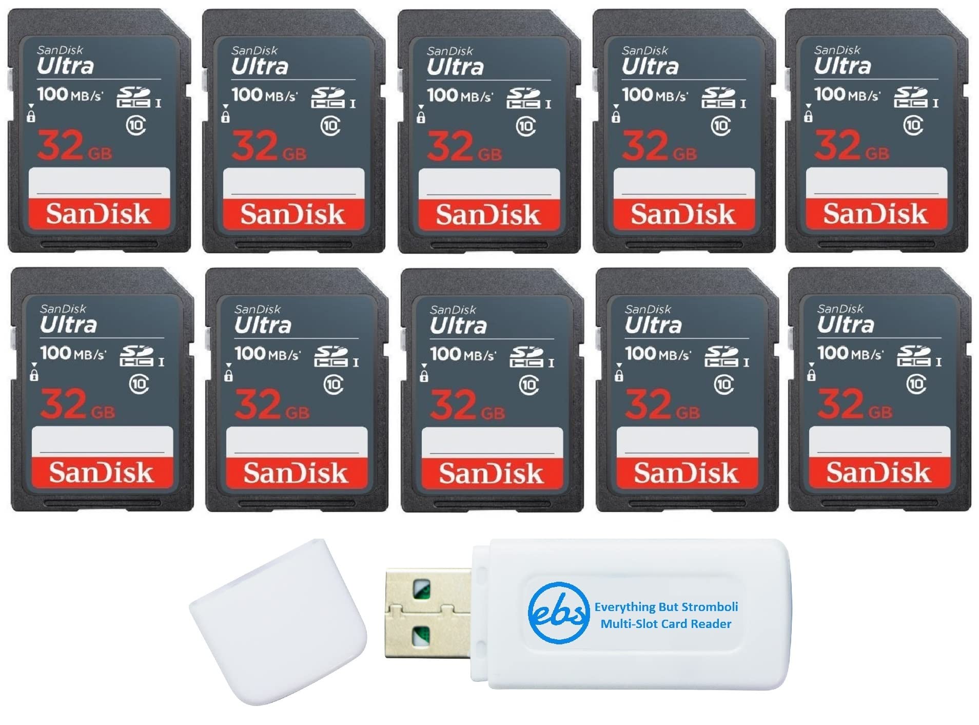 Foto 2 pulgar | Tarjeta De Memoria Sandisk Ultra Sd De 32 Gb (paquete De 10) Con Lector De Tarjetas - Venta Internacional.
